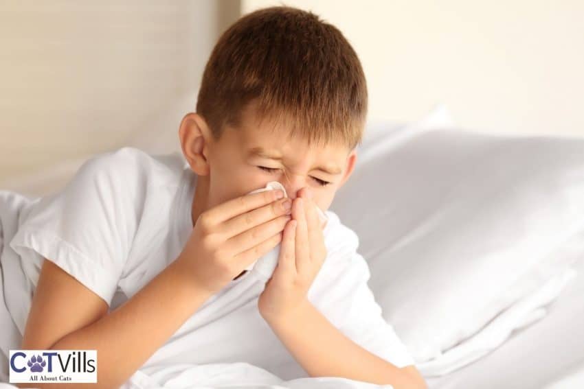 a child covering his nose